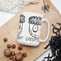 White Creepy Sheepy  glossy mug